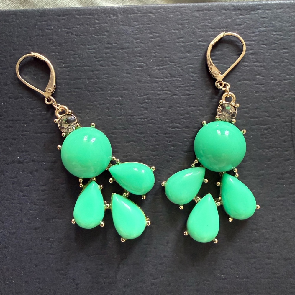 Banana Republic Gold-Tone Bright Green Teardrop Cluster Earrings